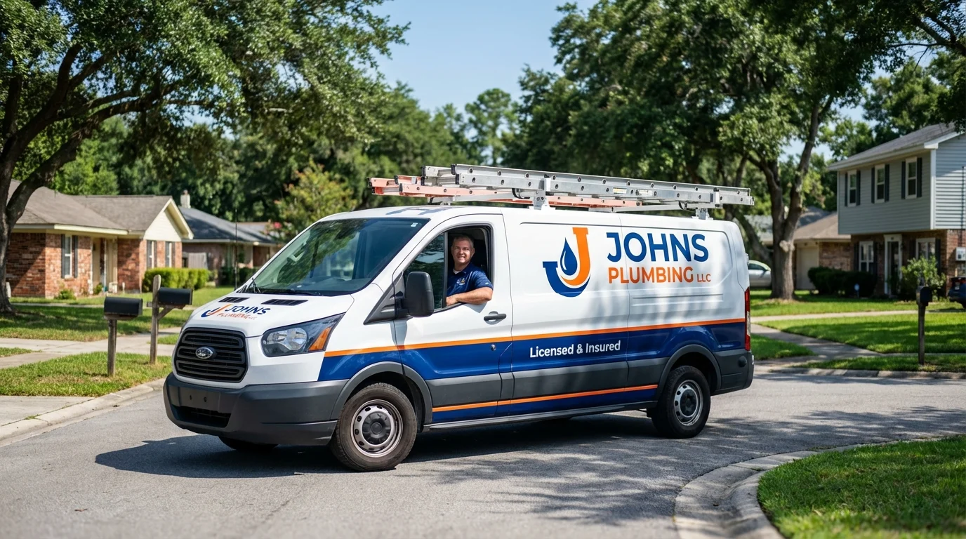 Johns Plumbing LLC service van in Rosenhayn, NJ