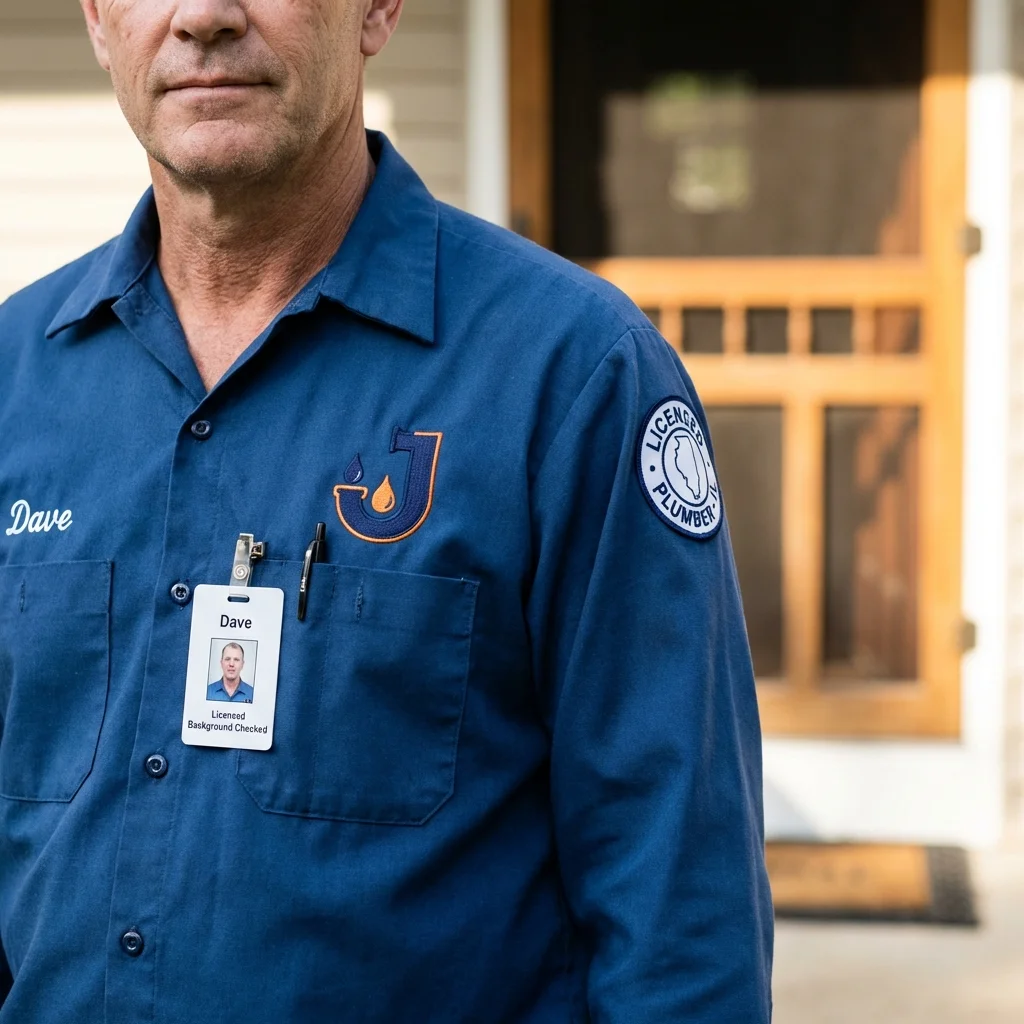 Licensed plumber showing ID badge in Rosenhayn, NJ