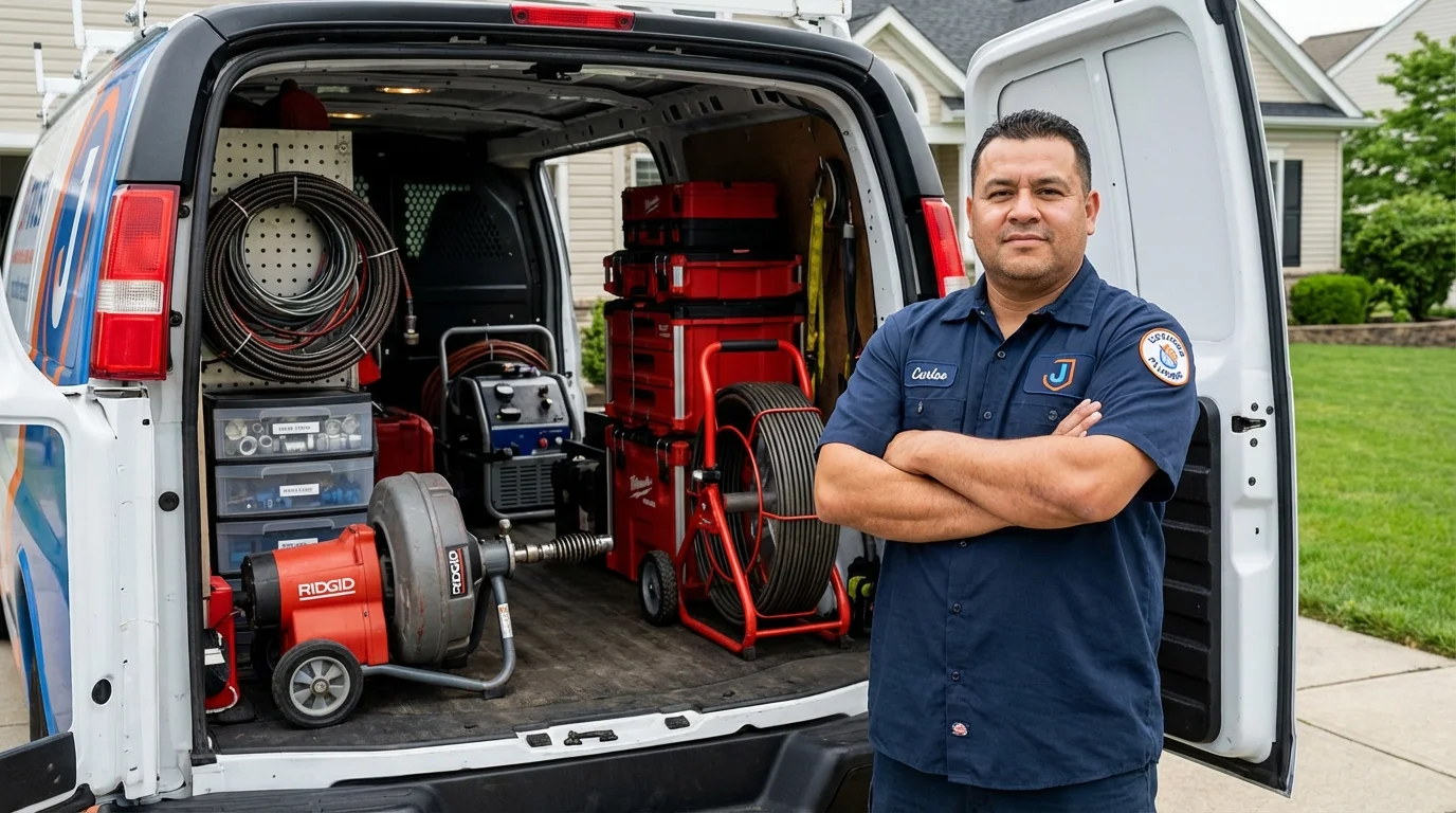 Professional drain cleaning equipment and Johns Plumbing LLC plumber in Rosenhayn