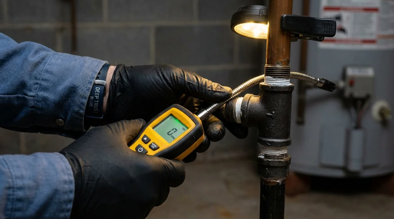 Gas leak detection with electronic sniffer by Johns Plumbing LLC in Rosenhayn