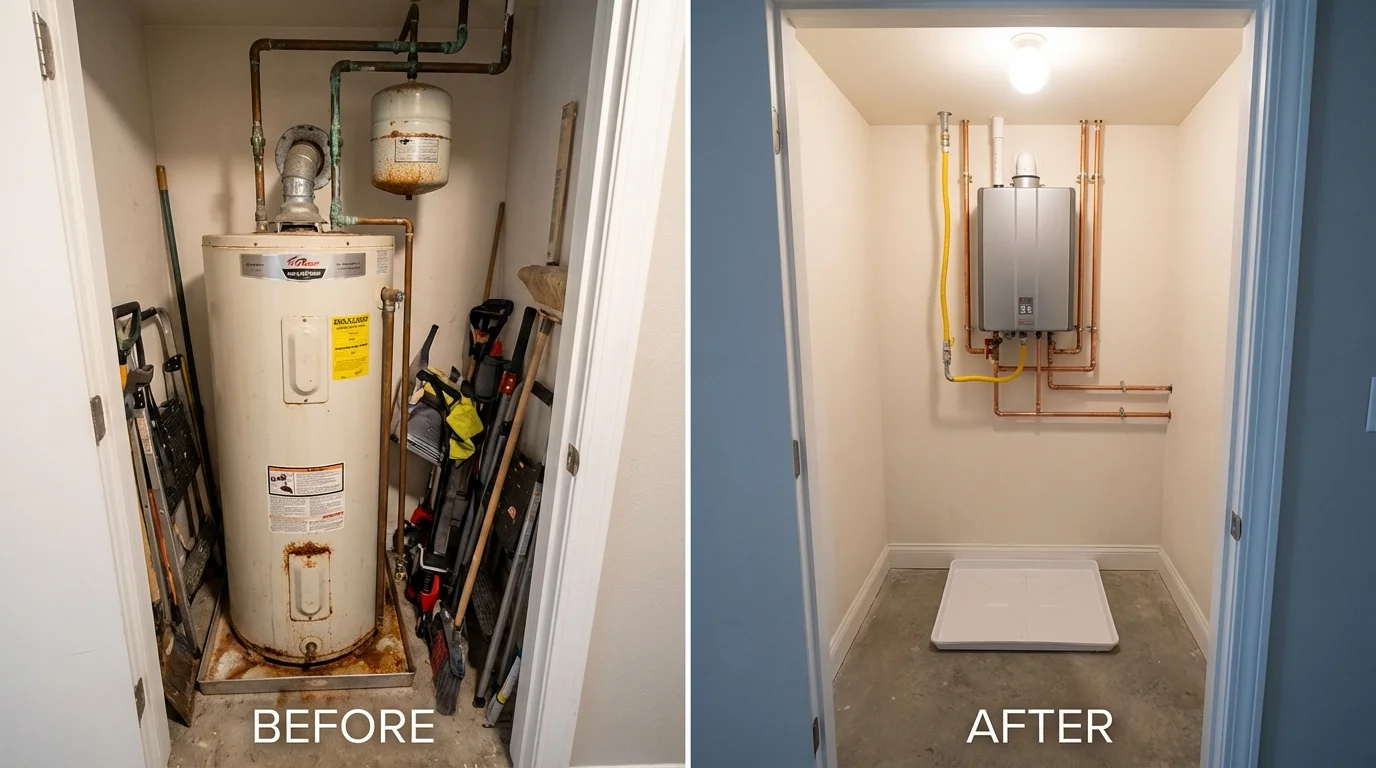 Tank water heater versus wall-mounted tankless unit comparison for Rosenhayn, NJ homeowners
